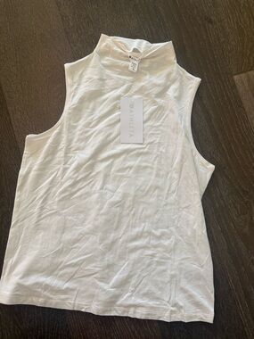 Athleta White Sleeveless Mock-Neck Tank
